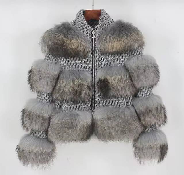 Luxury High Quality Real Raccoon Fur Coat Outwears