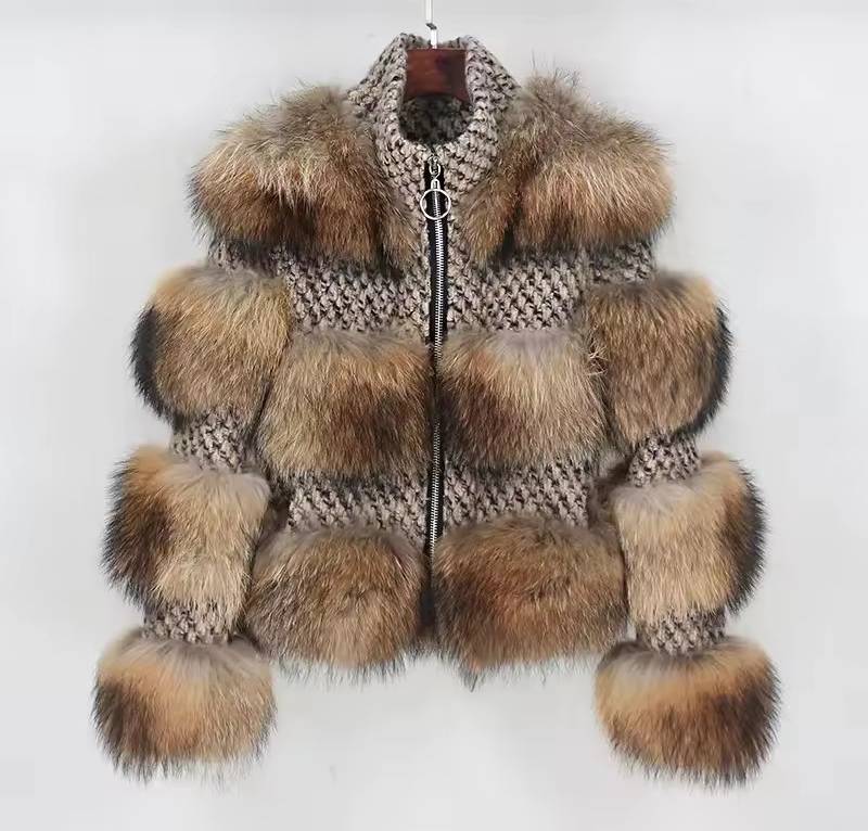 Luxury High Quality Real Raccoon Fur Coat Outwears