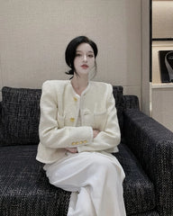Luxury High Quality Street Woolen Tweed Jacket Outwear