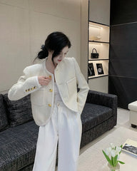 Luxury High Quality Street Woolen Tweed Jacket Outwear
