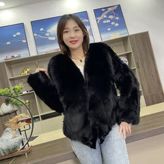 Luxury Natural Real Fox Fur Thick Short Pluffy Coat