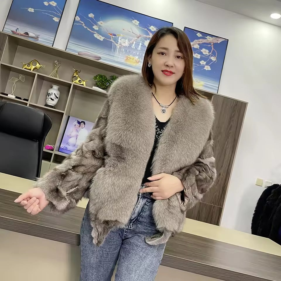 Luxury Natural Real Fox Fur Thick Short Pluffy Coat