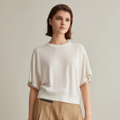 Luxury O-Neck half Sleeve Woolen Silk Clothes Loose Sweaters