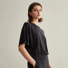 Luxury O-Neck half Sleeve Woolen Silk Clothes Loose Sweaters