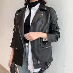 Luxury Outwear Zipper Basic Coat Motor Biker Jacket