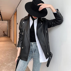 Luxury Outwear Zipper Basic Coat Motor Biker Jacket