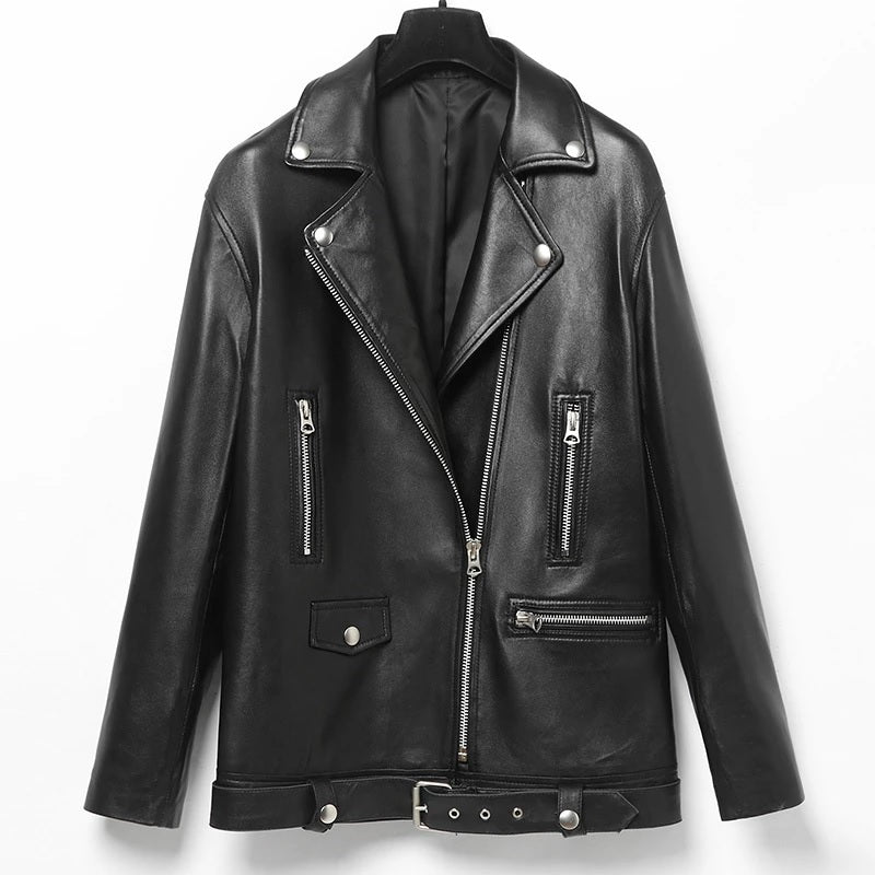 Luxury Outwear Zipper Basic Coat Motor Biker Jacket
