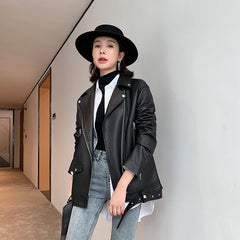 Luxury Outwear Zipper Basic Coat Motor Biker Jacket