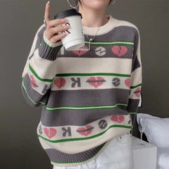 Luxury Round Neck Soft Pullover Full Sleeve Loose Wool Knit Cashmere Sweater