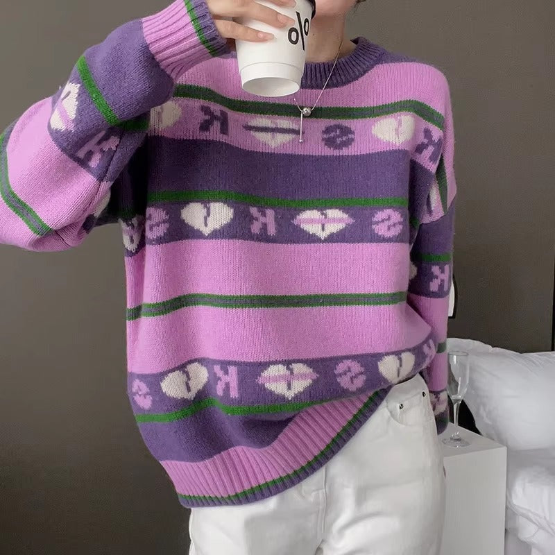 Luxury Round Neck Soft Pullover Full Sleeve Loose Wool Knit Cashmere Sweater