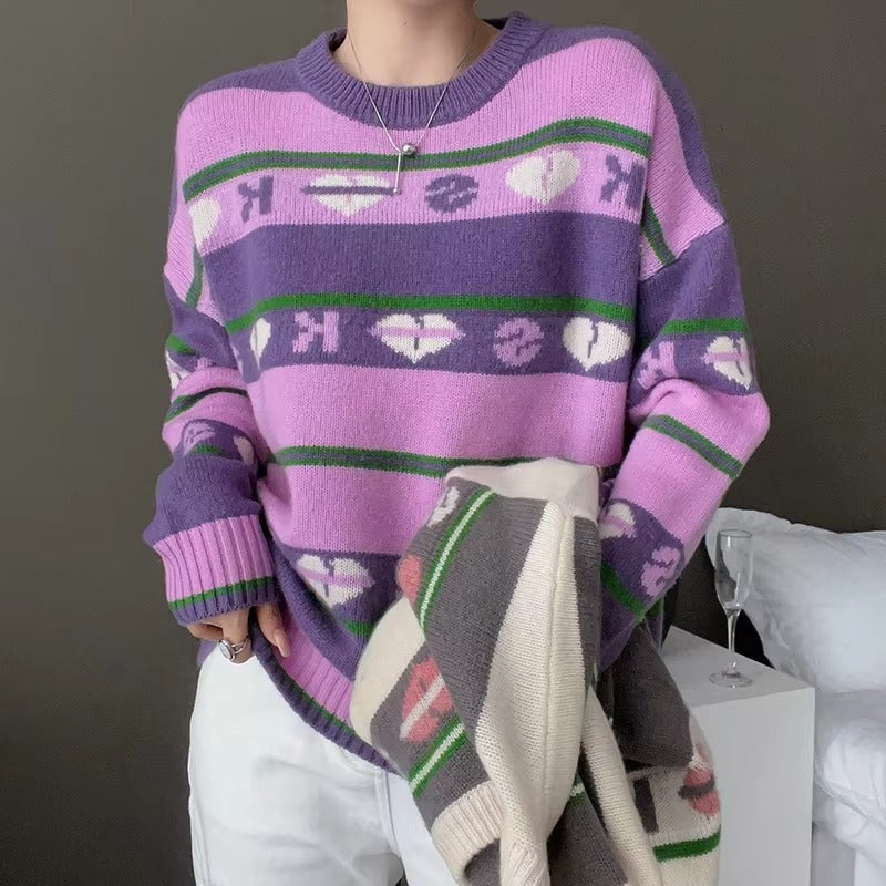 Luxury Round Neck Soft Pullover Full Sleeve Loose Wool Knit Cashmere Sweater