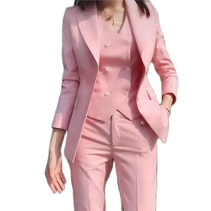 Luxury Solid Color Single Breasted Peak Lapel Formal Occasion 3 Piece Jacket Pants Vest Suits