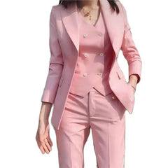 Luxury Solid Color Single Breasted Peak Lapel Formal Occasion 3 Piece Jacket Pants Vest Suits