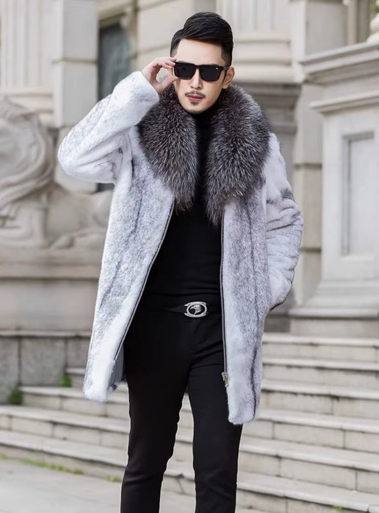 Luxury Turn-down Collar Zipper Long Sleeve Warm Thick Faux Fox Jacket