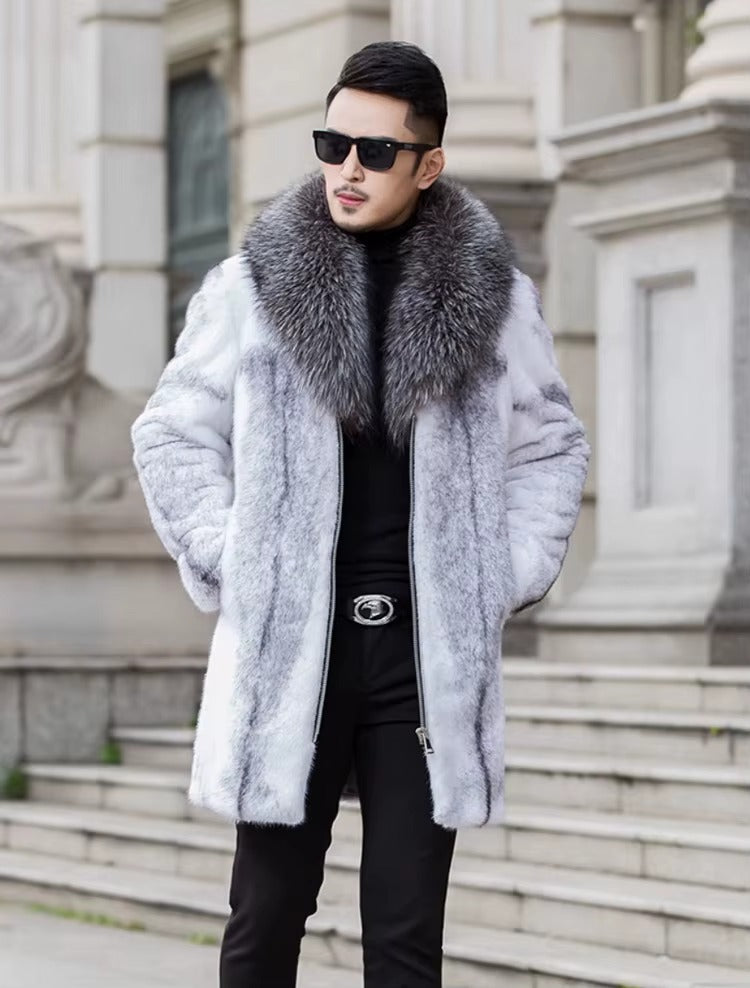 Luxury Turn-down Collar Zipper Long Sleeve Warm Thick Faux Fox Jacket