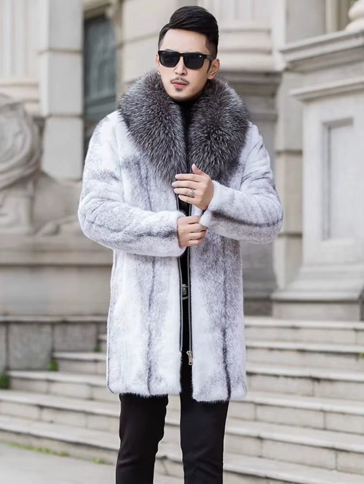 Luxury Turn-down Collar Zipper Long Sleeve Warm Thick Faux Fox Jacket