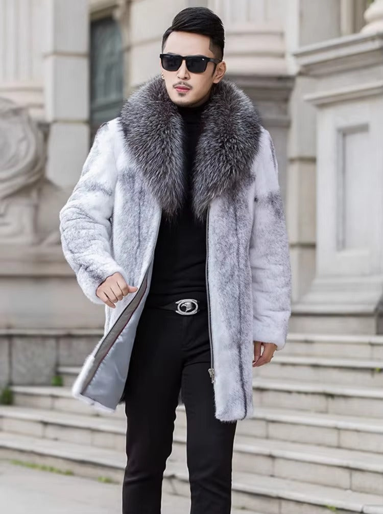 Luxury Turn-down Collar Zipper Long Sleeve Warm Thick Faux Fox Jacket