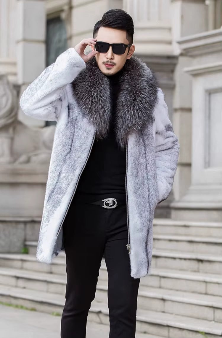 Luxury Turn-down Collar Zipper Long Sleeve Warm Thick Faux Fox Jacket