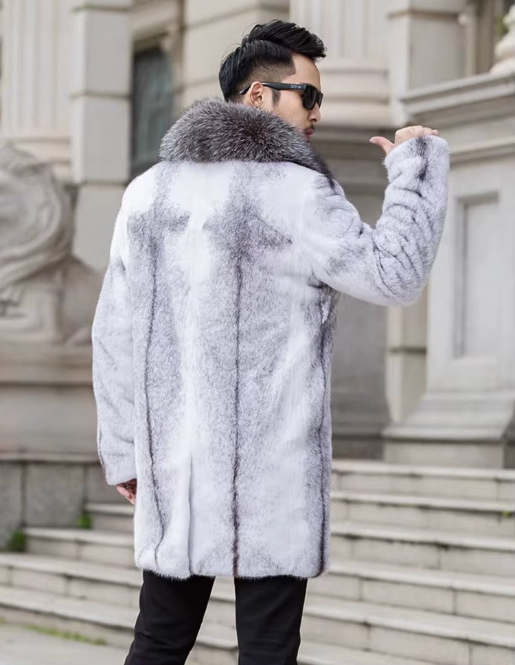 Luxury Turn-down Collar Zipper Long Sleeve Warm Thick Faux Fox Jacket