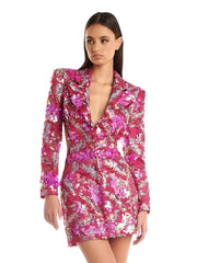 Luxury Zipper Sequin Slim Non Above Knee Stretch Blazer