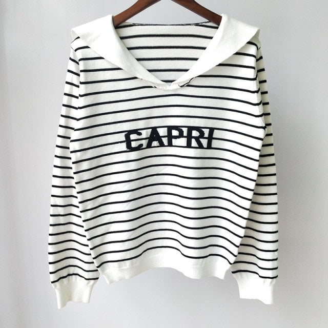 Luxury design Sweaters branded letter long Sleeve Sailor Collar knitted