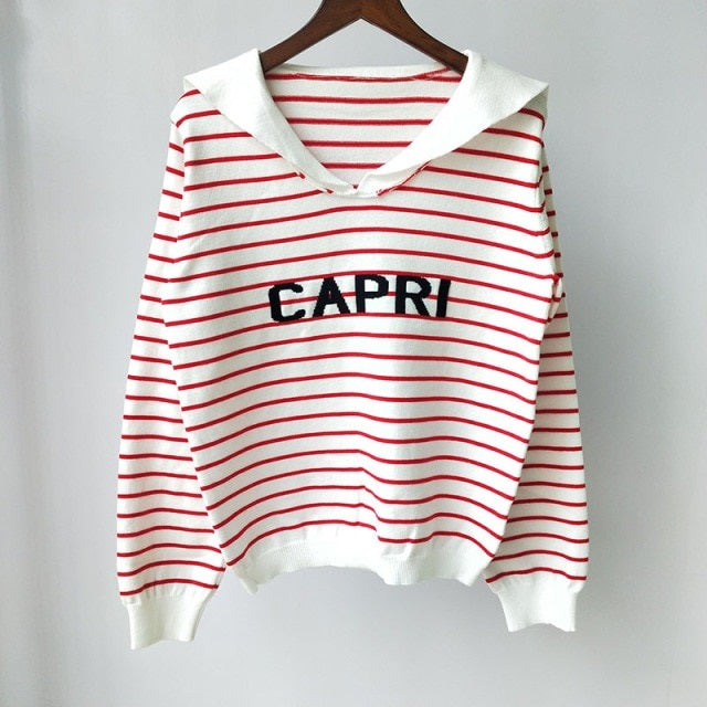 Luxury design Sweaters branded letter long Sleeve Sailor Collar knitted
