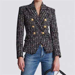 Metal button decoration Double breasted slim fit long sleeved outerwears jacket