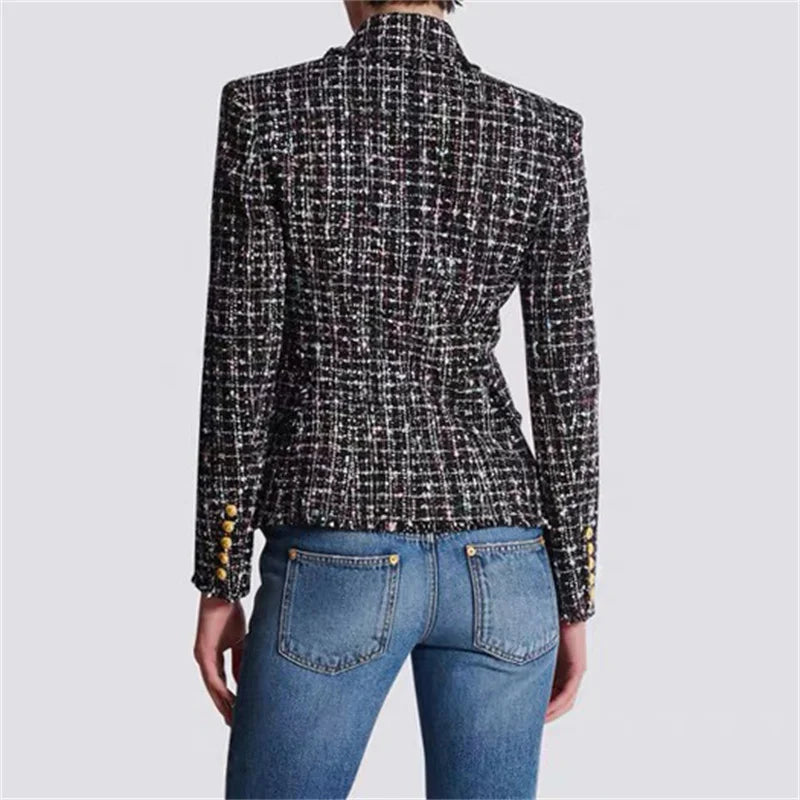 Metal button decoration Double breasted slim fit long sleeved outerwears jacket