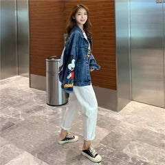 Mickey Printed Loose Large Size Cartoon Casual Denim Jacket