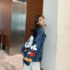 Mickey Printed Loose Large Size Cartoon Casual Denim Jacket