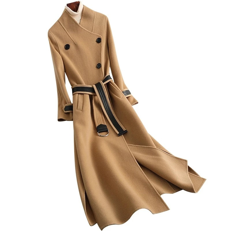 Mid-length Single-breasted Wool Cashmere Blend Coat