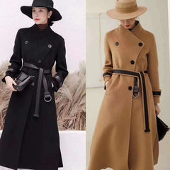 Mid-length Single-breasted Wool Cashmere Blend Coat