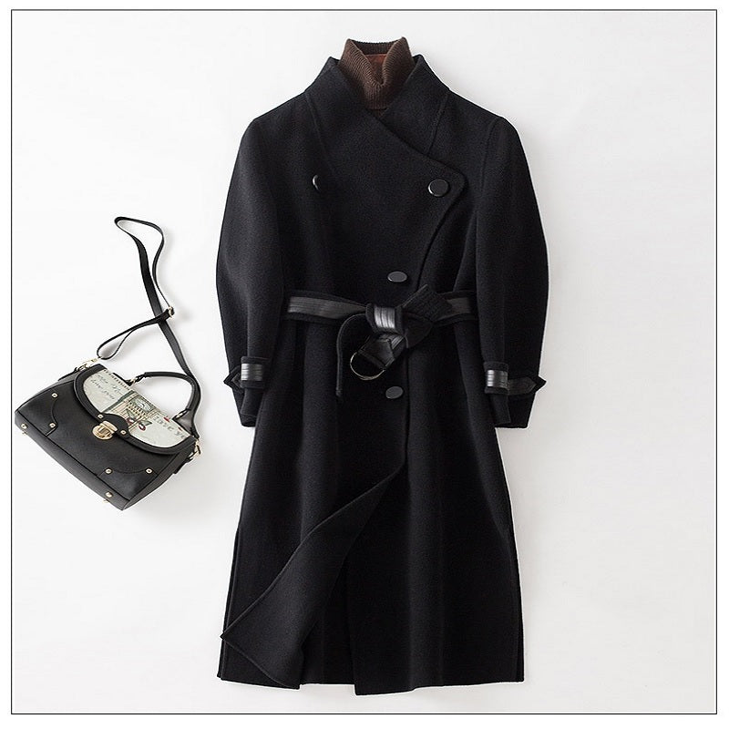 Mid-length Single-breasted Wool Cashmere Blend Coat