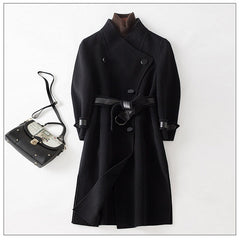 Mid-length Single-breasted Wool Cashmere Blend Coat
