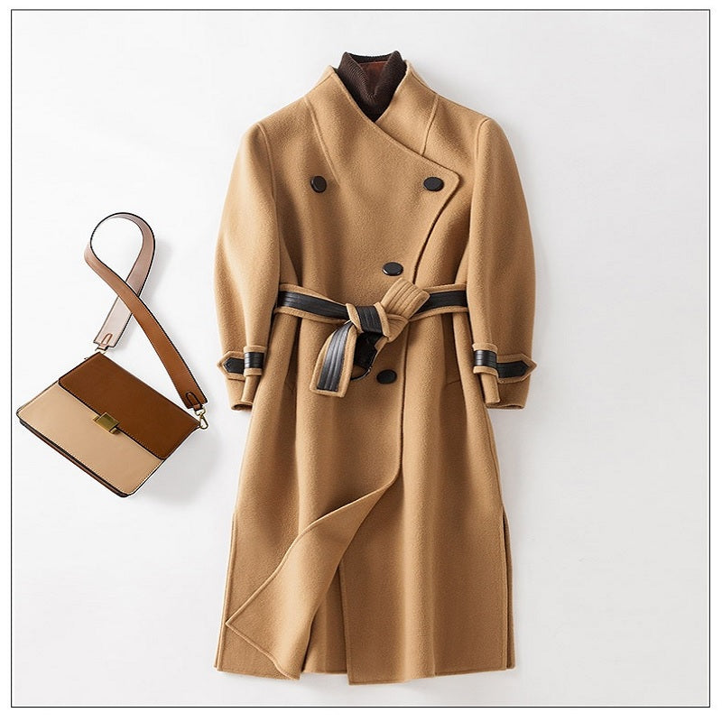 Mid-length Single-breasted Wool Cashmere Blend Coat