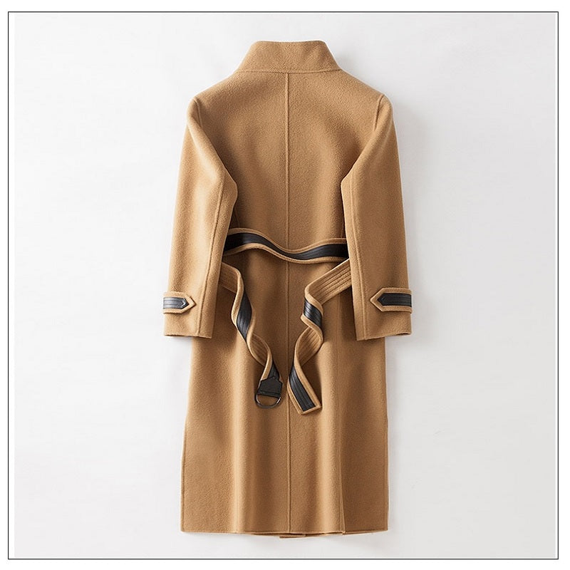Mid-length Single-breasted Wool Cashmere Blend Coat