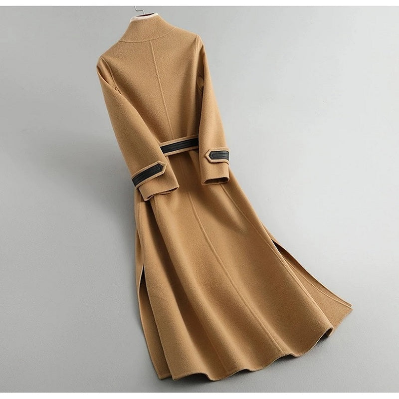 Mid-length Single-breasted Wool Cashmere Blend Coat