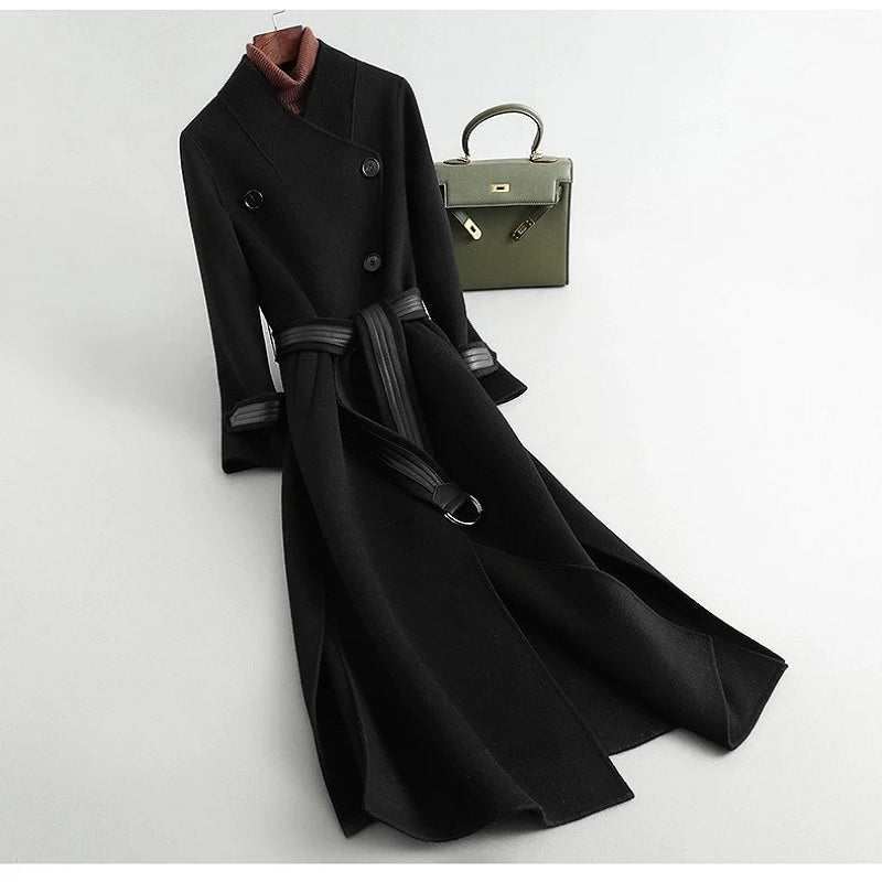 Mid-length Single-breasted Wool Cashmere Blend Coat