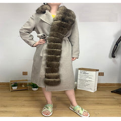 Natural Fox Fur Elegant Lady Streetwear Plus Size Coat