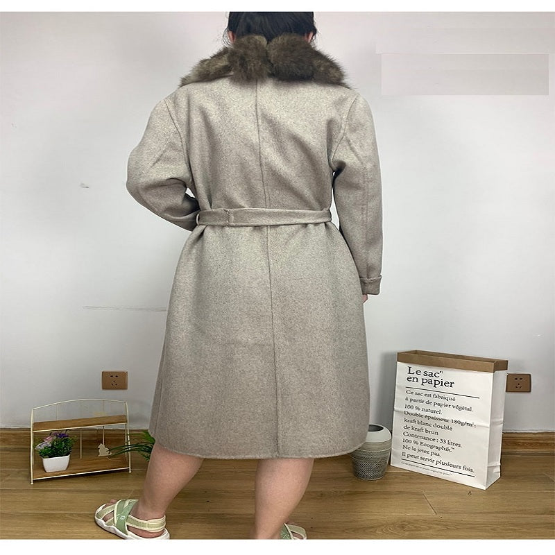 Natural Fox Fur Elegant Lady Streetwear Plus Size Coat