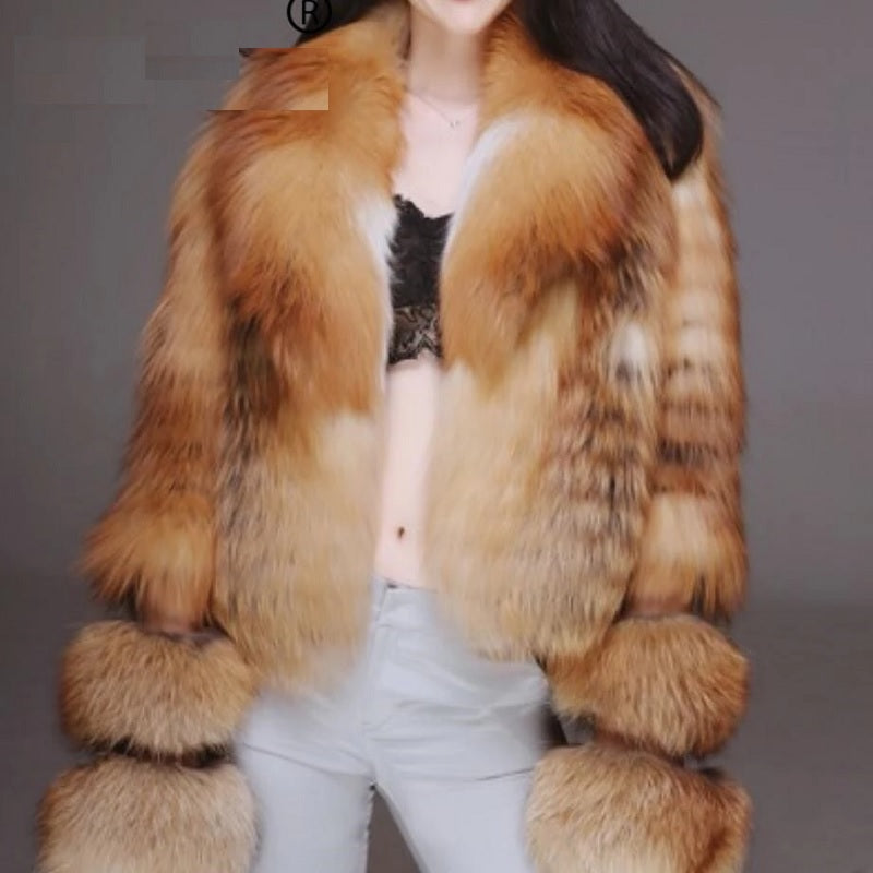 Natural Mink Fur Vintage Thick Warm Real Fox Fur Coats