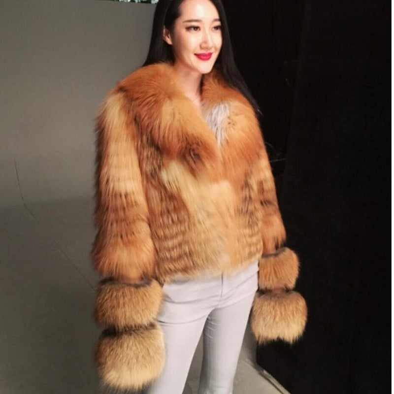 Natural Mink Fur Vintage Thick Warm Real Fox Fur Coats