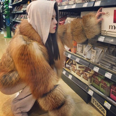 Natural Mink Fur Vintage Thick Warm Real Fox Fur Coats