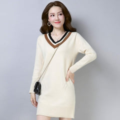New Cashmere Sweater Bottoming Medium Loose Wool Knitted Dress.