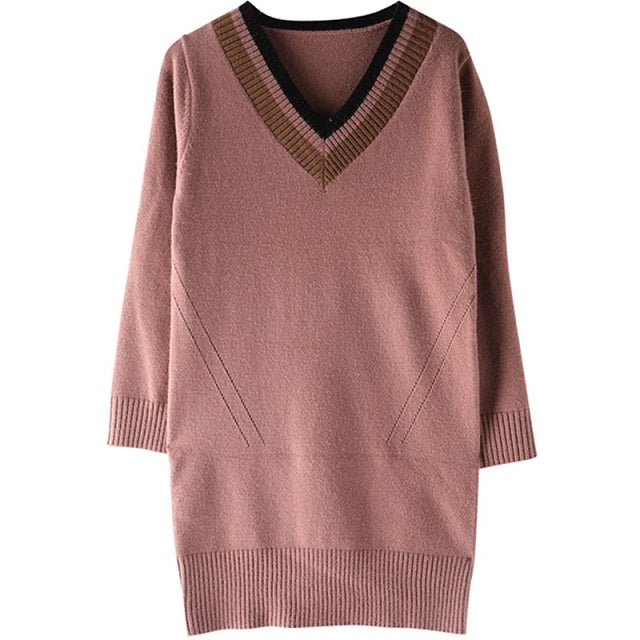 New Cashmere Sweater Bottoming Medium Loose Wool Knitted Dress.