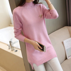 New Hedging Knit half-length Collar Long Sweater