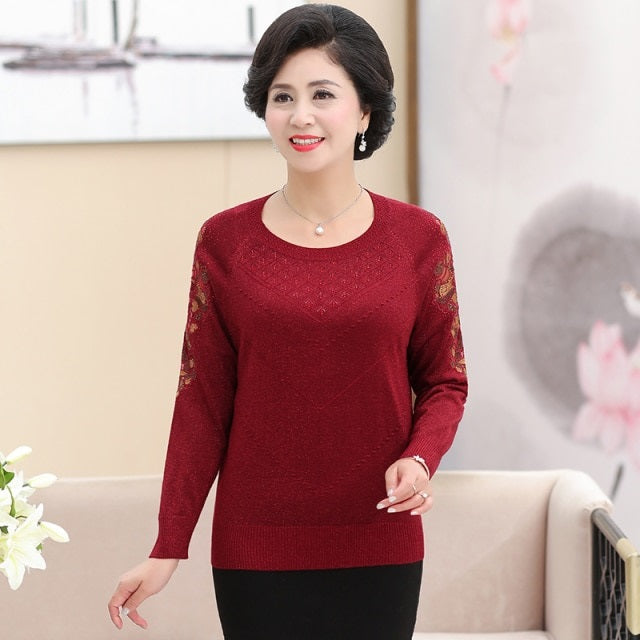 New Middle Aged Long Sleeved Bottoming Shirt Sweater