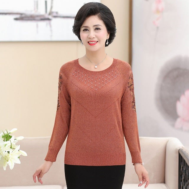New Middle Aged Long Sleeved Bottoming Shirt Sweater