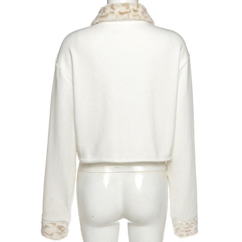 New Plus Fleece Collar Navel Loose Sweatshirt