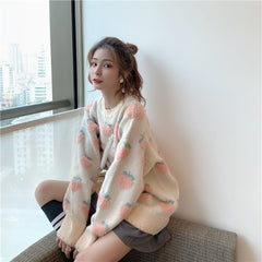 New Retro Loose Sweet Lazy Wind Thick Knitted Pullover Sweater
